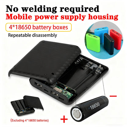 New Portable DIY Power Bank Box 4x18650 Battery Charger Case Fast Charging Case Solderless Power Bank Shell Batteries Charging