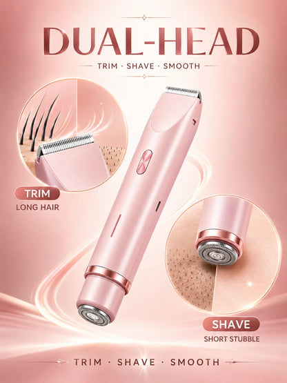 Bikini Trimmer for Women, Double Head Electric Hair Remover Shaver, Rechargeable Painless Body Groomer for Body Private Areas