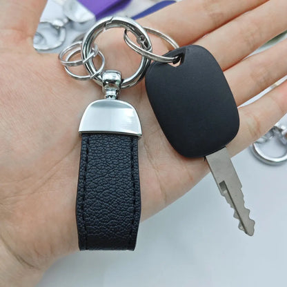 Short Lovely Leather Keychain Vintage Personalized Keyring Custom Logo Name Car Key Holder Chain Laser Engrave Women Charm Gift