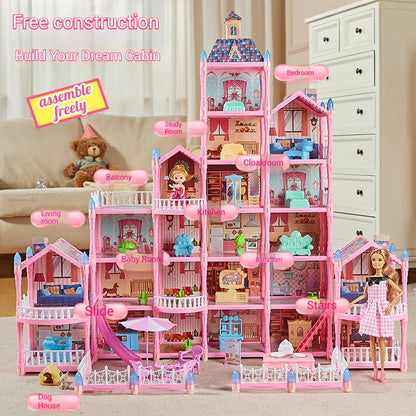 Girls Villa Castle Model Building Block Sets  DIY Bricks Toys  Doll house Villa Children Pretend Play Toys for Girls Gift