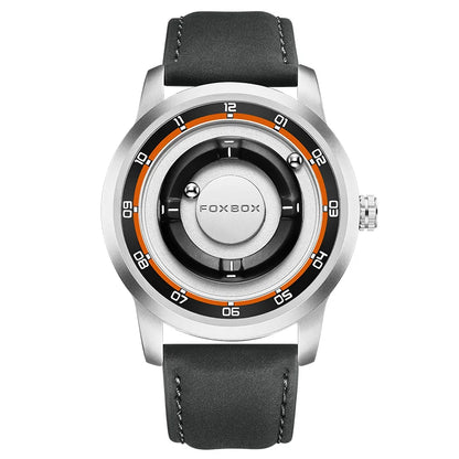 FOXBOX Watch Planet Design Fashion Floating Magnetic Pointer Free Ball Bearing Creative Simple Waterproof Quartz Watch for Men