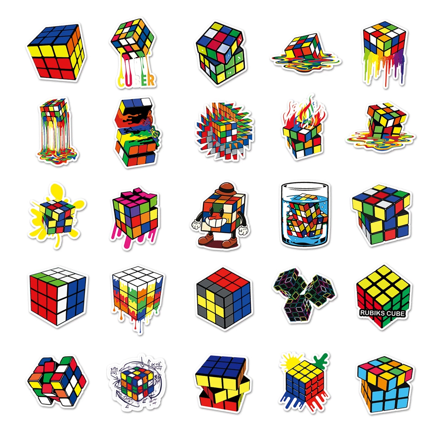 50Pcs Magic Cube Series Cartoon Cute Waterproof Sticker Skateboarding Snowboard Retro Vinyl Sticker