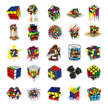 50Pcs Magic Cube Series Cartoon Cute Waterproof Sticker Skateboarding Snowboard Retro Vinyl Sticker