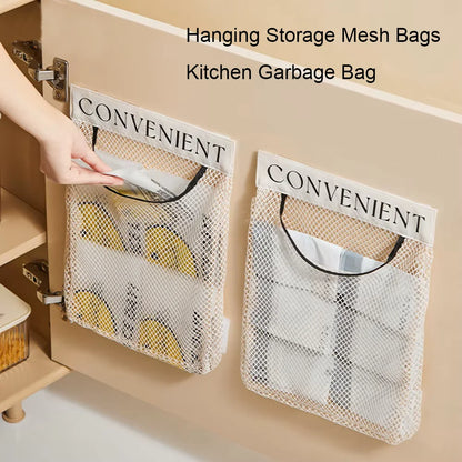 Hanging Storage Mesh Bags Kitchen Garbage Bag Storage Tools Wall-mounted Large-capacity Storage Bag Packaging Plastic Bag 1pc