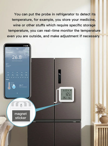 Tuya Zigbee WiFi Temperature and Humidity Sensor with External Probe Smart Home Thermometer work with SmartLife,for Refrigerator