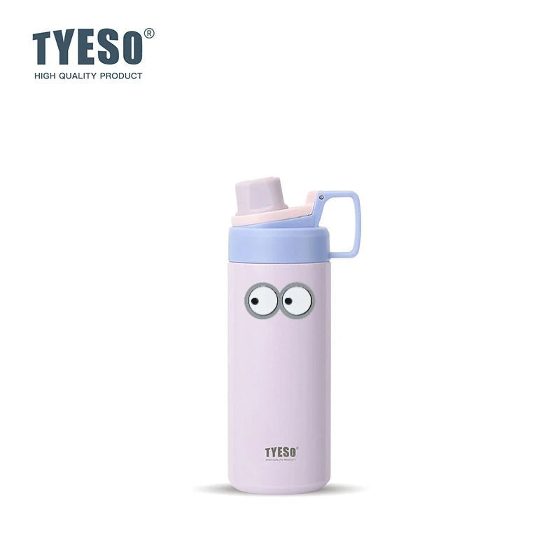 Tyeso 600ML Water Bottle With Eye Sticker Insulated Leak-Proof Fitness Flask Vacuum Flasks for Sport for Outdoor Workouts Travel
