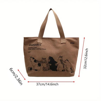 Women's Fashionable Canvas Tote Bag Spacious Durable Shoulder Bag with Zipper Closure Classic Design for Work