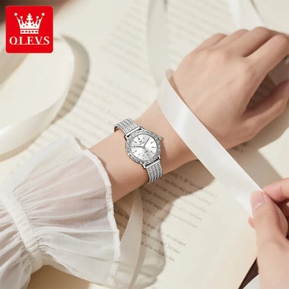 OLEVS 5643 Watches for Women Top Brand Ladies Dress Quartz Watch Steel Mesh Strap Waterproof Fashion Original Women's Wristwatch