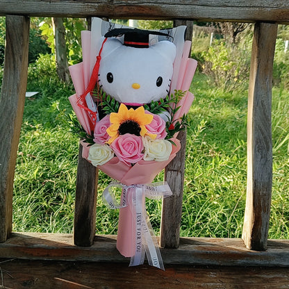 Anime Hello Kitty Cartoon Plush Bouquet Rose Flowers  Soft Plush Doll Home Wedding Decoration Christmas Valentine's Day Gift