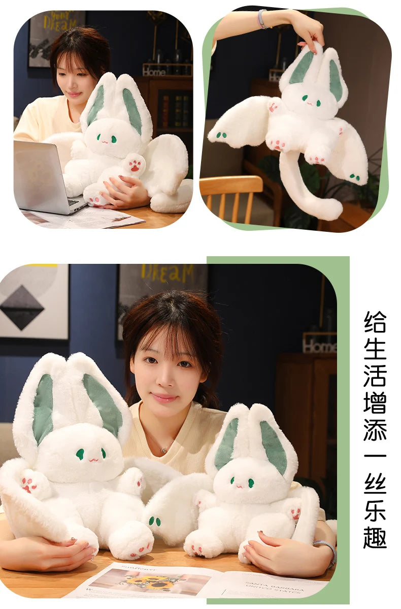 25-55cm Lovely Bat Plush Toy Lovely Flying Bat Rabbit Plushie  Long Tail Pink & Black Bat Rabbit Stuffed Dolls Birthday Gifts