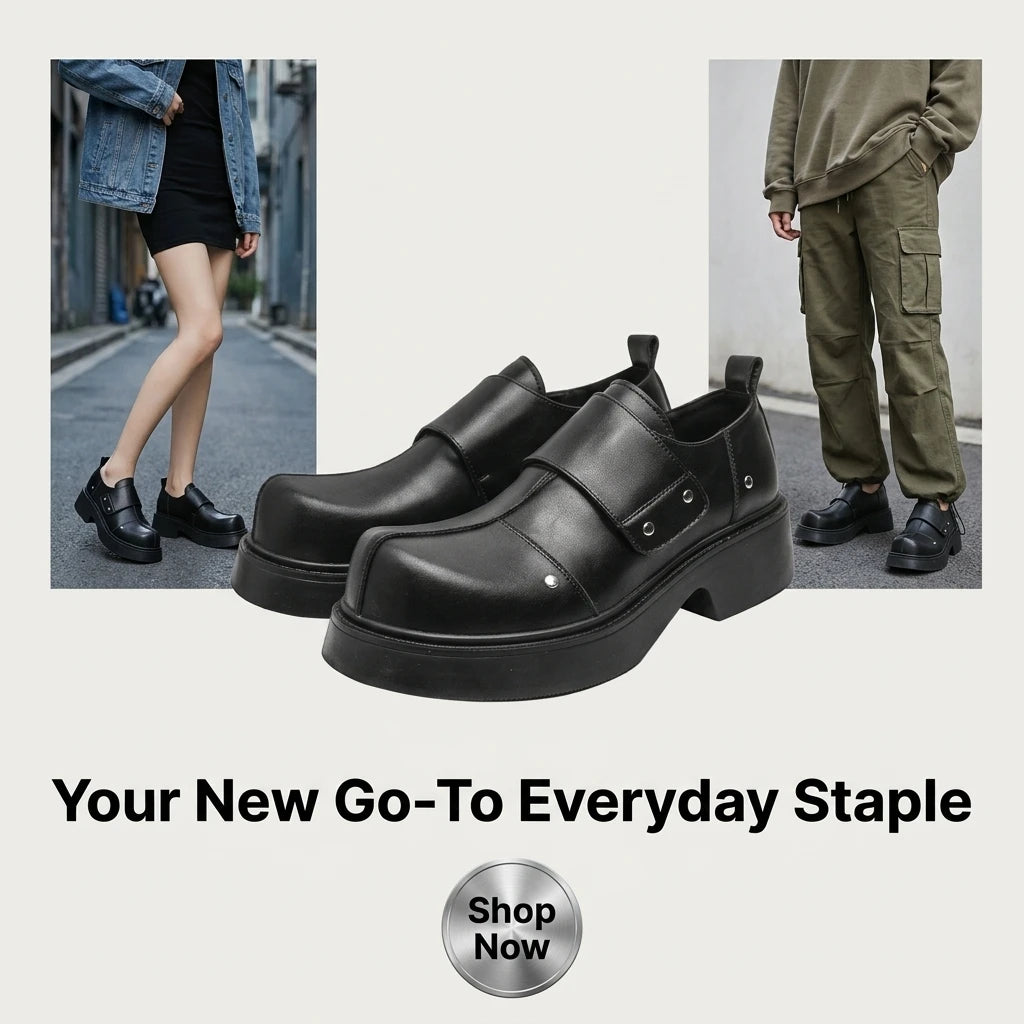 Chic Luxury Punk Men Monk Strap Dress Shoes Designer Leather High-Heel Platforms Commuter Loafers Party Prom Club Stage Footwear