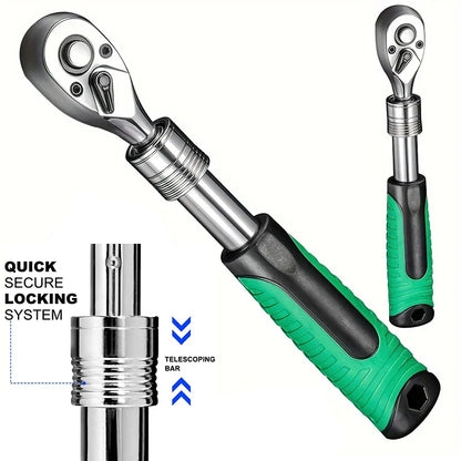 Retractable Ratchet Set 1/4 3/8 1/2 Inch Drive Rotating Ratchet Reversible Drive 72 Tooth Socket Wrench Mechanical Tool