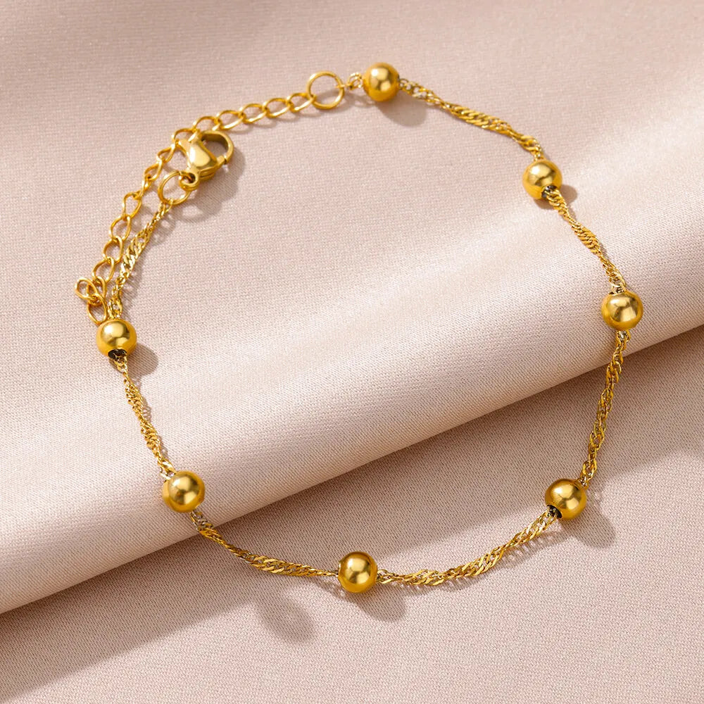 Stainless Steel Imitation Pearl Anklets for Women Gold Color Chain Ankle Bracelet Anklet Summer Beach Jewelry Accessories Gift