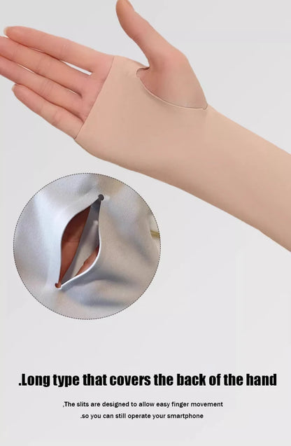 Invisible Sunscreen Seamless Ice Sleeves UPF50+ Cooling Silk Fabric UV Protection Arm Covers For Outdoor Sports Driving