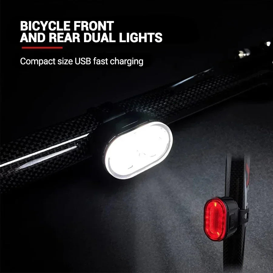 USB-C Rechargeable Bicycle Lights Bike Safety Warning Lamp Outdoor Waterproof Cycling Flashlight For Mountain And Road Bikes