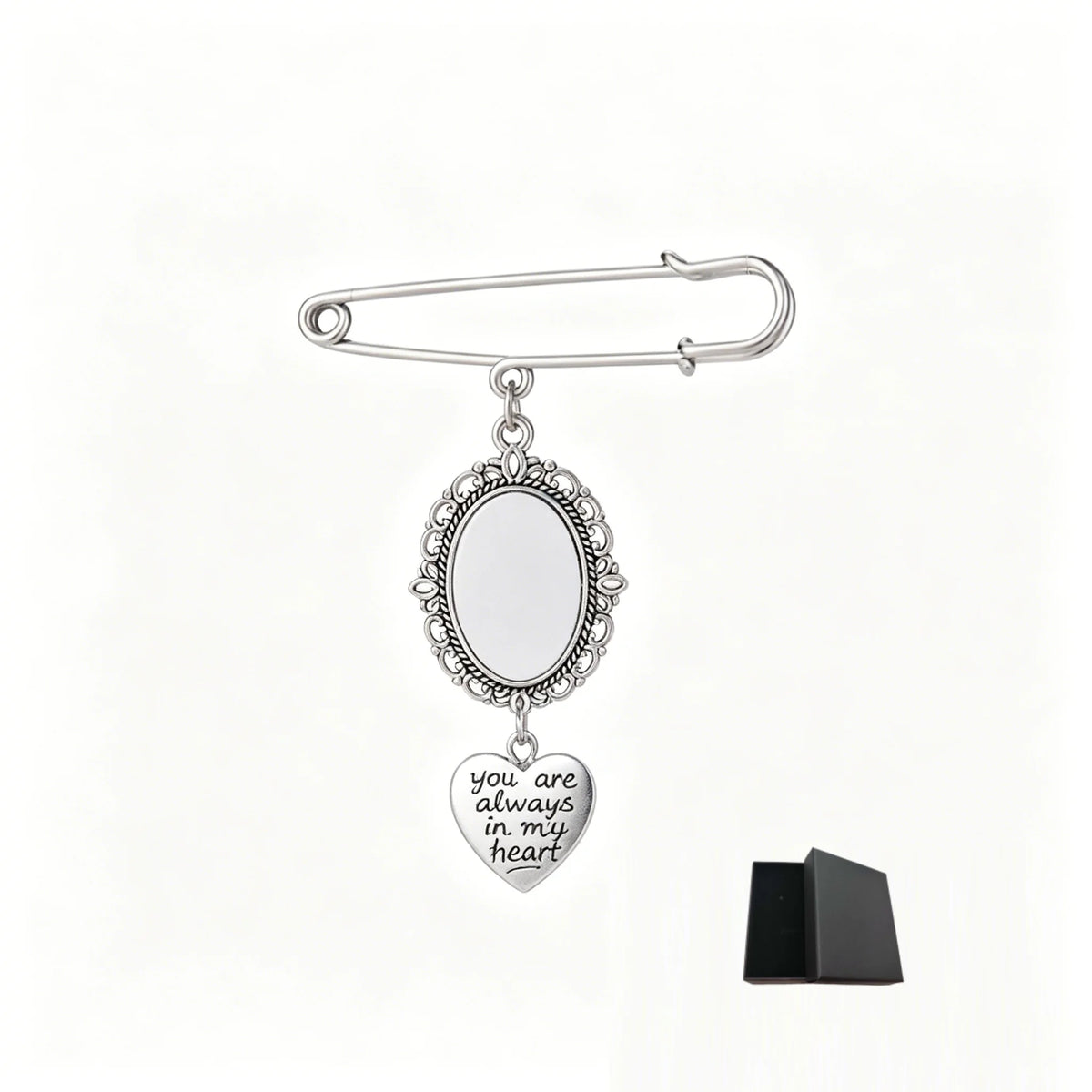Custom Bride's Commemorative Bouquet Pendant with a Memorial Photo, Bouquet Memory Pendant, Oval Commemorative Pin with Picture