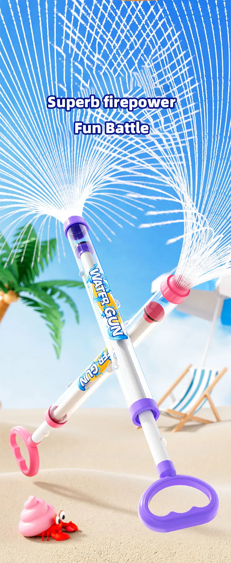 3-piece fireworks water gun for playing in water, toy for beach, children's water gun toy, party water gun, floating water gun