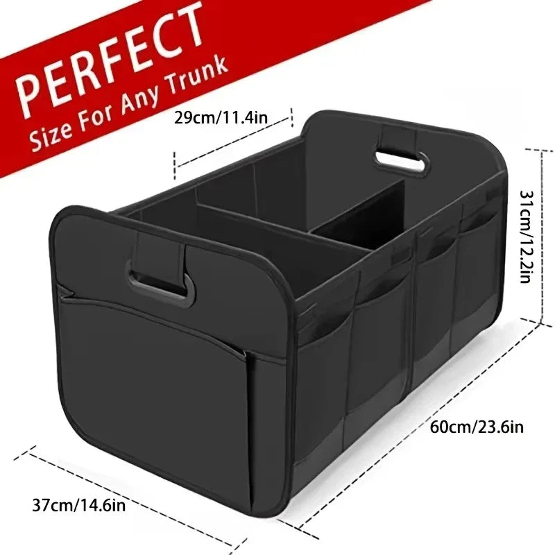 Collapsible Car Trunk Storage Box, 600D Oxford Fabric SUV Organizer with Reinforced Handles & Multiple Compartments for Vehicle