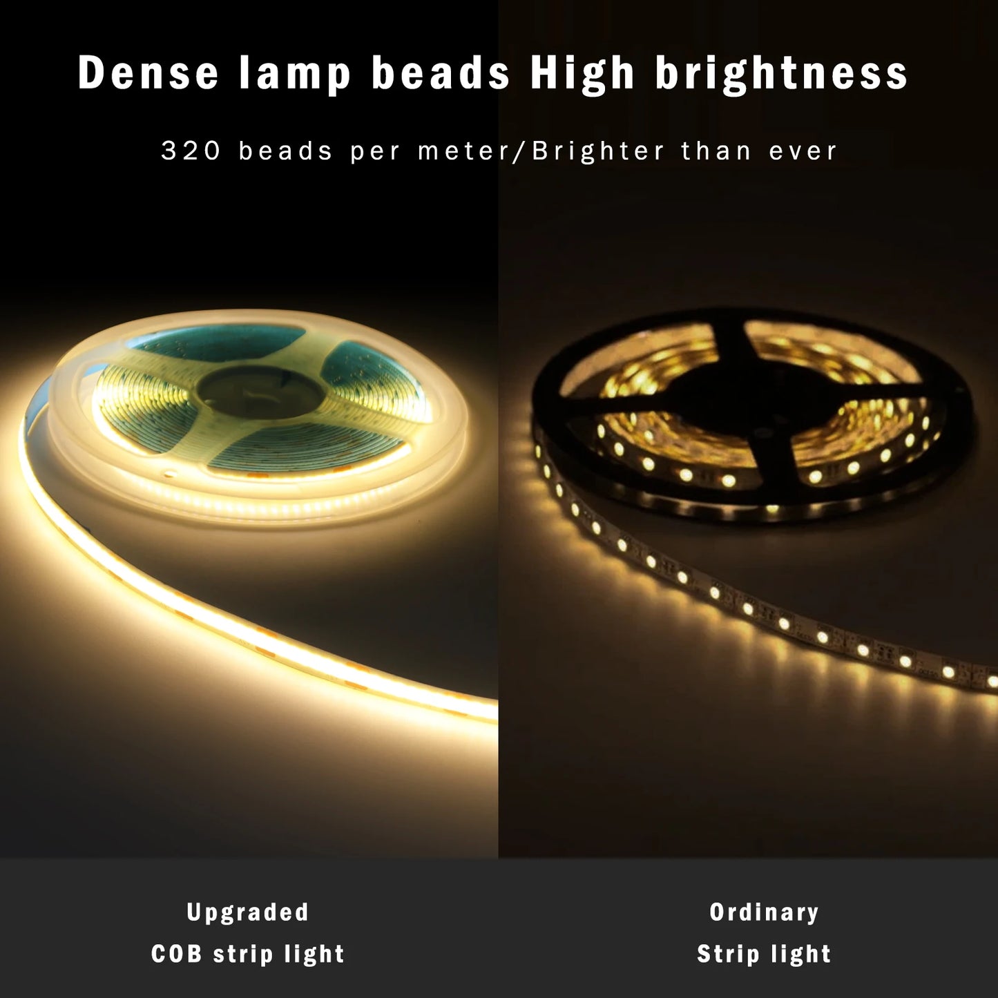 8MM COB Led Strip 5V with Motion Sensor Battery Powered 320LEDs/M Led Induction Night Light Warm White Red Ice Blue Green Yellow