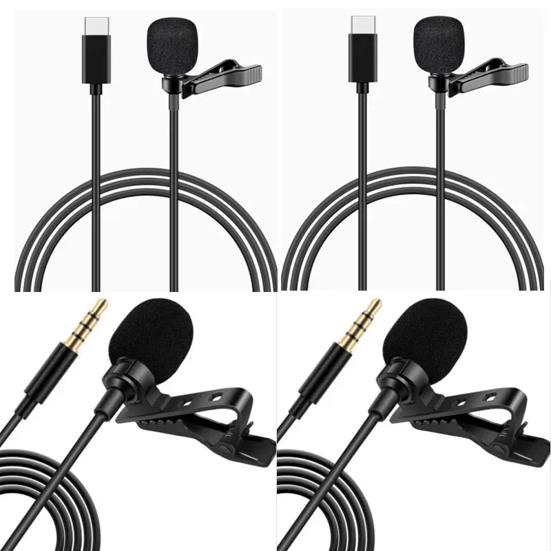 MC01 Portable 1.5m Wired Mini Microphone Type C For Phone PC Laptop Metal Clip-on Lavalier USB mic 3.5mm Condenser Microphone