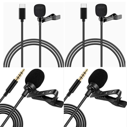 MC01 Portable 1.5m Wired Mini Microphone Type C For Phone PC Laptop Metal Clip-on Lavalier USB mic 3.5mm Condenser Microphone