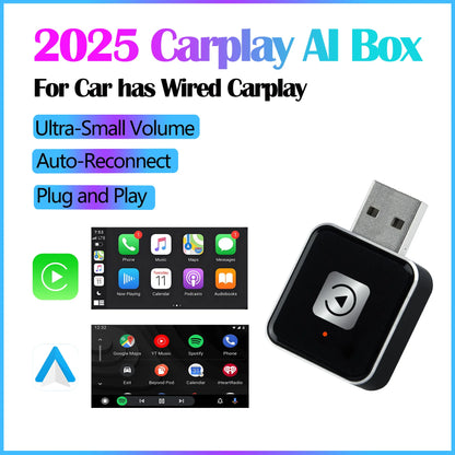 2025 NEW 2 In 1 Wireless Carplay AI Box Android Auto Plug And Play Applicable To Convert Original Car Wired Carplay To Wireless