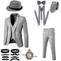 Retro Gatsby 1920S Men's Slim Fit Suit Set with Hat Vest Shirt for Engagement Party Dress Up