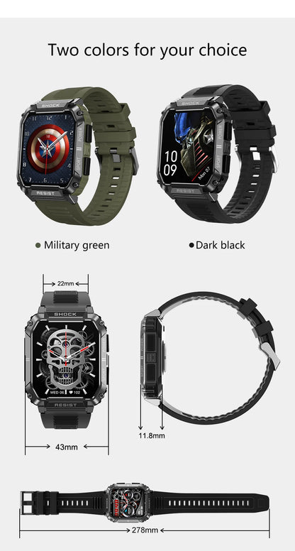 LIGE nowy wytrzymały wojskowy smartwatch z połączeniami Bluetooth dla mężczyzn 1,95" ekran HD 100+ trybów sportowych monitorowanie zdrowia Smartwatch dla Androida i iOS