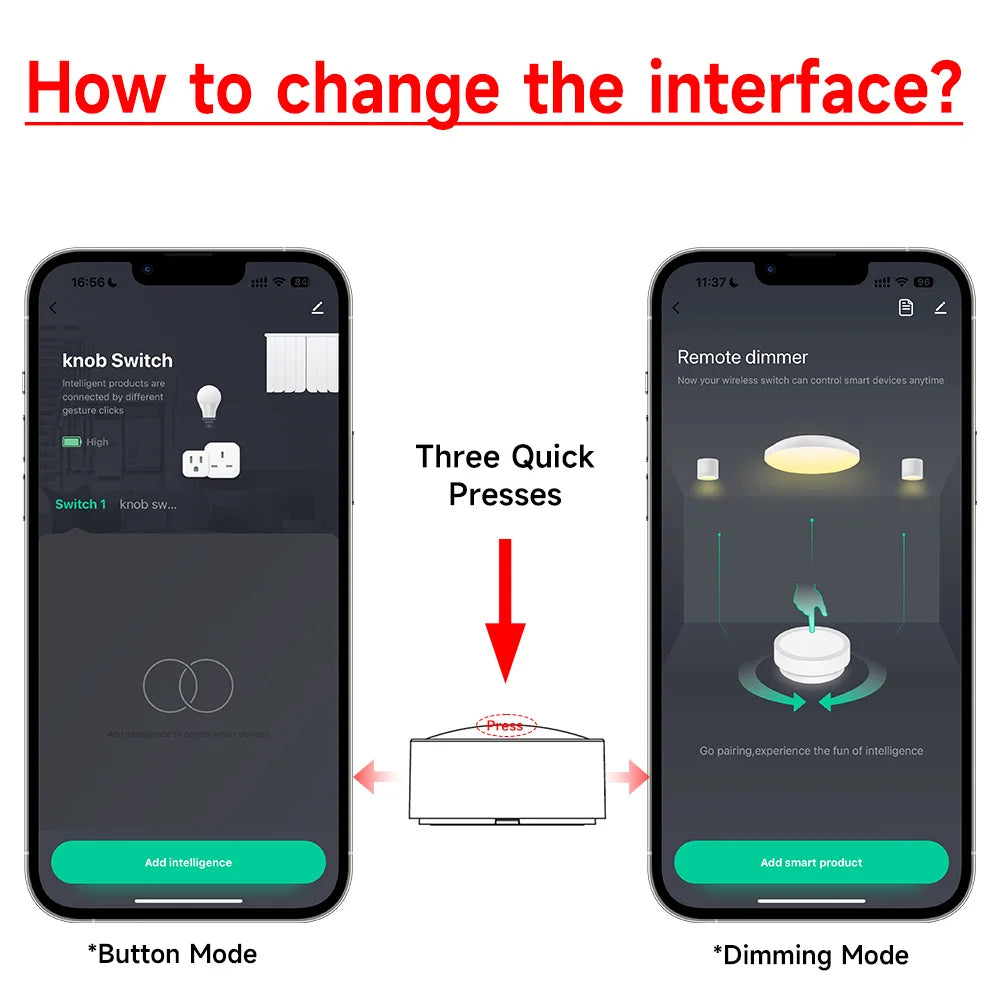 Tuya Knob Switch Wireless for Light Curtain Fan Tuya Smart Knob ZigBee Tuya Light Dimming Switch Smart Home App Control