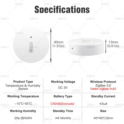 ZigBee Temperature And Humidity Sensor Remote Monitor By Ewelink App Battery Powered Works With Alexa Google Yandex Zigbee2mqtt