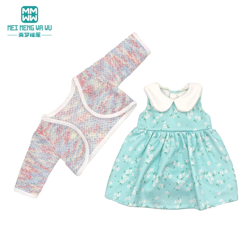 Fits 17-18inch American Doll and New Born Doll Clothes Fashion Dresses, Hooded Jumpsuit, Cardigan Strap Skirts Toys Gifts