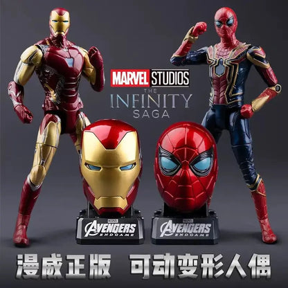 【Avengers】Iron Man MK85+Captain America+Spider-Man Figure Set, Helmet Mask, Marvel Hero Collection Model Toy Gift