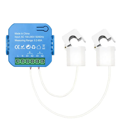 Smart ZigBee Energy Meter Bidirectional 1, 2 Channel with 80A Current Transformer Clamp App Monitor Power Need Gateway