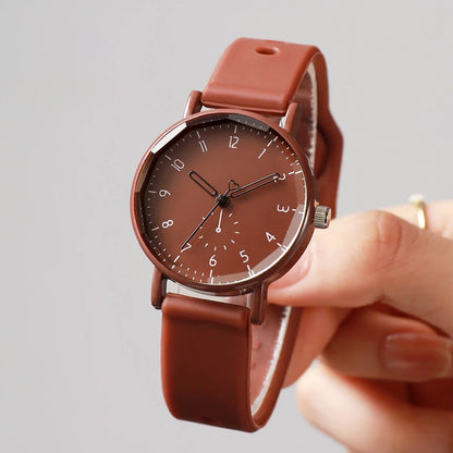 2PCS/Set Fashion Women Watches Casual Arabic Dial  Silicone Band Quartz Wristwatch Heart Bracelet Set Reloj Mujer (Without Box)