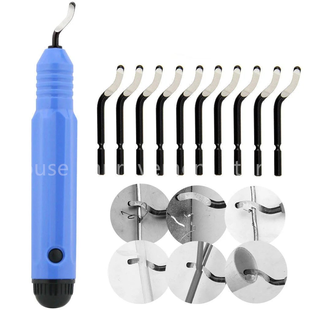 Metal Deburring Tool Kit Burr Cutter 10pcs Sharp Deburring Blades Burr Remover Hand Tool for Wood Plastic Aluminum Copper Steel