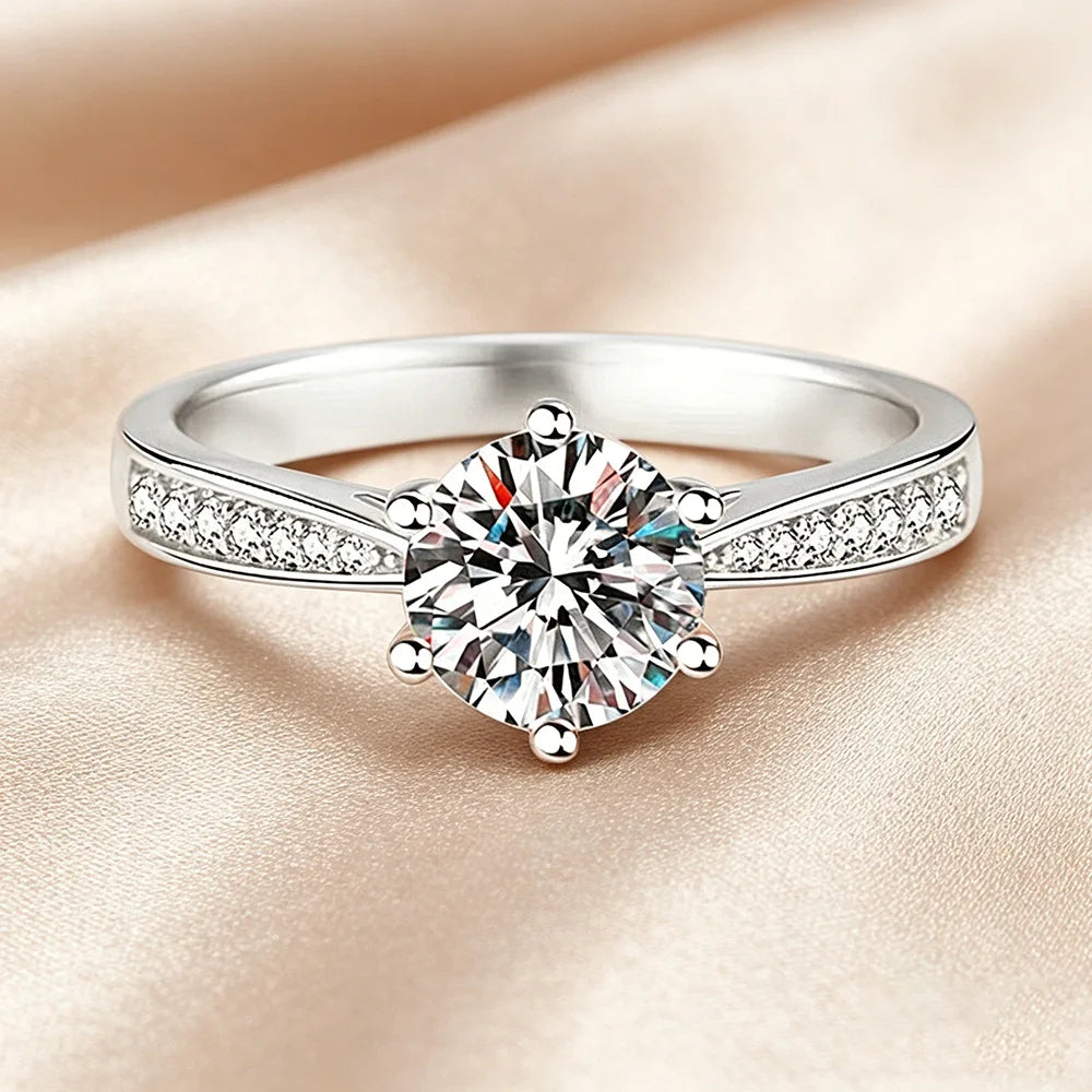 D VVS1 Moissanite 925 Sterling Silver Couple Ring for Women Man Wedding Jewelry Engagement Imitation Diamond Fashion Gifts Party