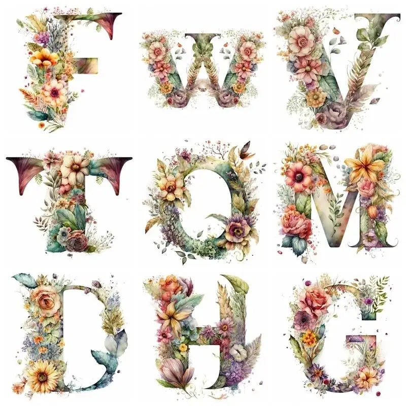15cm Cartoon Flower Alphabet Heat Transfer Heat Press Printed Accessories PatchDIY children's clothing decoration sticker