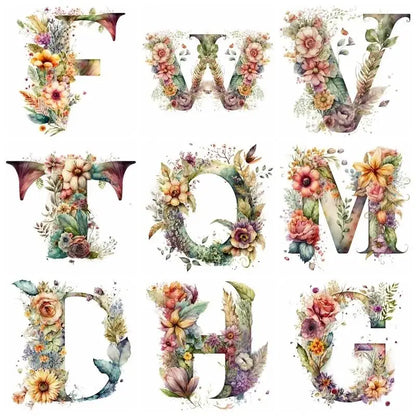 15cm Cartoon Flower Alphabet Heat Transfer Heat Press Printed Accessories PatchDIY children's clothing decoration sticker