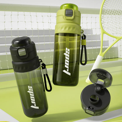 750ML Portable Mist Spray Water Bottle with Straw Double Drinking Sports Bottle for Office School Travel Gym Yoga
