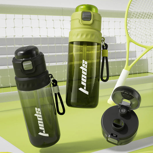 750ML Portable Mist Spray Water Bottle with Straw Double Drinking Sports Bottle for Office School Travel Gym Yoga