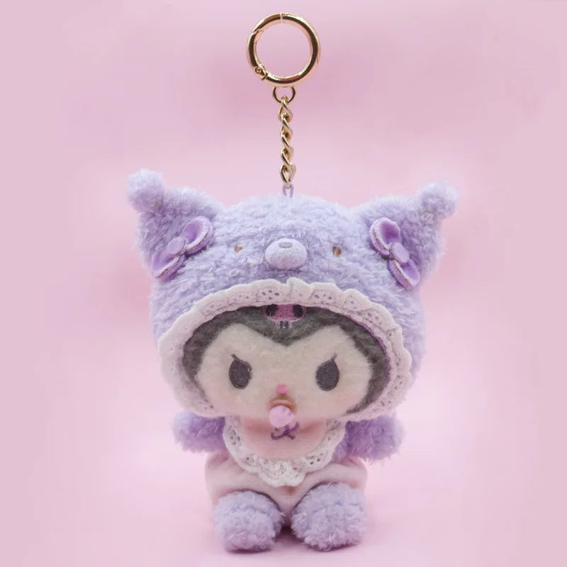 New Style Sanrio Latte Pacifier Cartoon Kulomi Cinnamoroll Melody Hello Kitty Cat Plush Toy Keychain Ornament Pendant Gifts