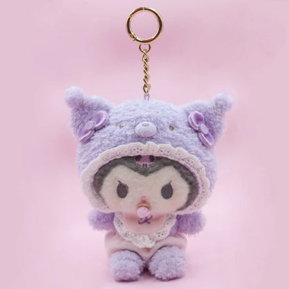 New Style Sanrio Latte Pacifier Cartoon Kulomi Cinnamoroll Melody Hello Kitty Cat Plush Toy Keychain Ornament Pendant Gifts
