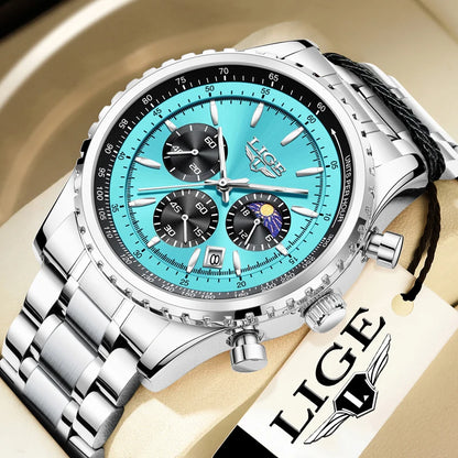 Relogio Masculino LIGE New Men Watch With Full Steel Waterproof Luminous Quartz Watch For Men Fashion Military Date Chronograph