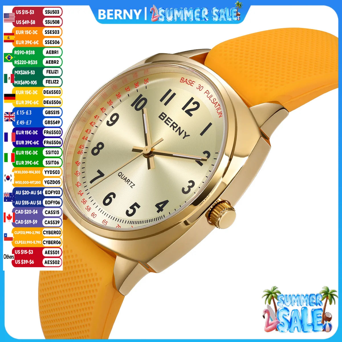 BERNY Women's Watches Nurse Watch Casual Simple Ladies Gold Quartz Watches Luminous Easy Read Waterproof Sport Women Wristwatch