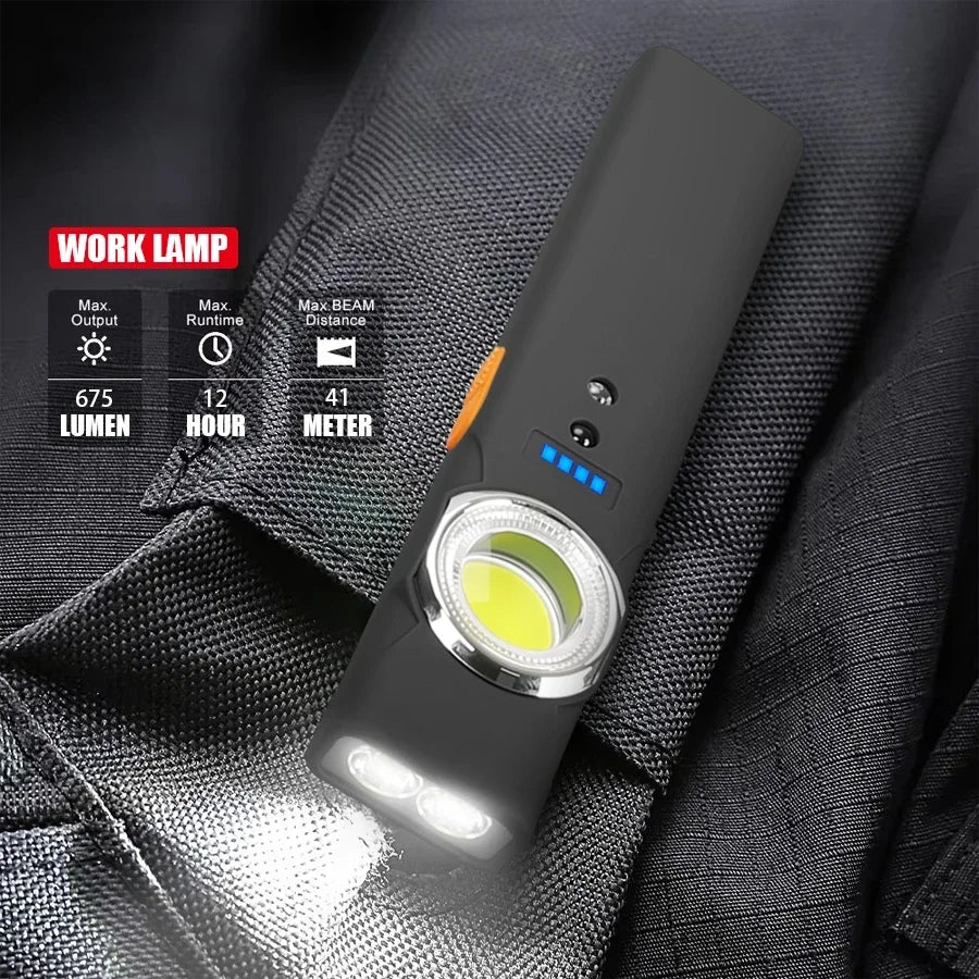 Super Bright Keychain Flashlight Mini COB Portable Work Light USB Rechargeable Outdoor Camping Fishing Pocket Lamps With Magnet