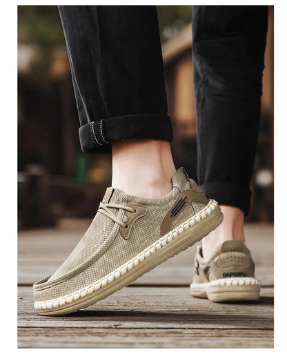 2026 Summer New Men Slip-on Breathable Mesh Shoes, Lazy Casual Hemp Sole Low-top Loafers, Lightweight Anti-slip Fisherman Shoes