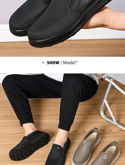 Summer Breathable Men's Mesh Shoes, One Foot Cloth Shoes, Anti Slip Soft Soled Casual Shoes