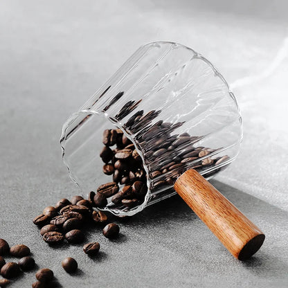 180ML Wood Handle Glass Espresso Measuring Cup Coffee Extraction Cup with scale High Temperature Resistance Milk Jug Measure Mug