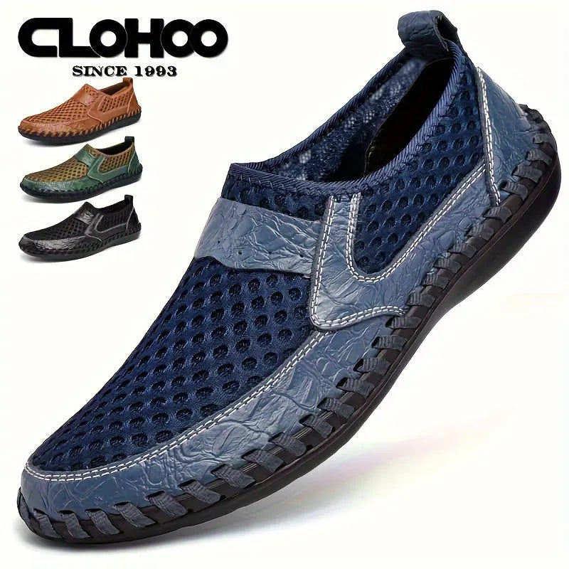 CLOHOO Hand-Sewn Casual Mesh Men's Shoes Comfortable Breathable Upper Fabric Durable Stitching Lightweight Footwear