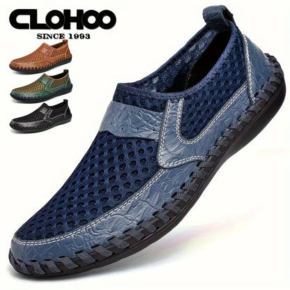 CLOHOO Hand-Sewn Casual Mesh Men's Shoes Comfortable Breathable Upper Fabric Durable Stitching Lightweight Footwear